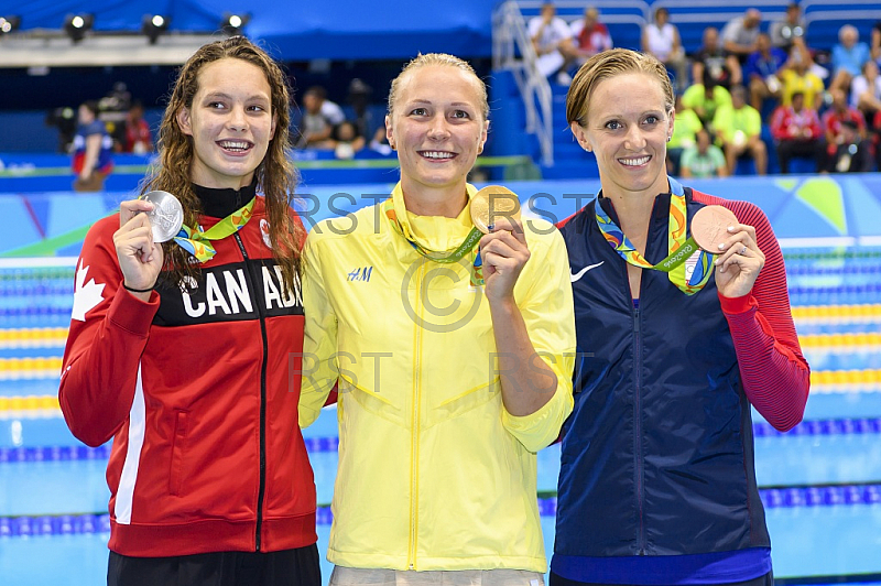 BRA, Olympia 2016 Rio, Schwimmsport Siegerehrung - 100m Schmetterling der Frauen