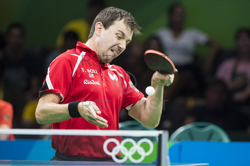 BRA, Olympia 2016 Rio, Tischtennis, Team Viertelfinale Oestereich vs Deutschland Gardos Robert (AUT)  vs. Boll Timo (GER) 