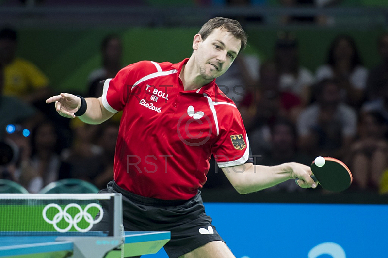 BRA, Olympia 2016 Rio, Tischtennis, Team Viertelfinale Oestereich vs Deutschland Gardos Robert (AUT) vs. Boll Timo (GER) BRA, Olympia 2016 Rio, Tischtennis, Team Viertelfinale Oestereich vs Deutschland Gardos Robert (AUT) vs. Boll Timo (GER)
