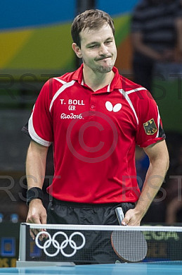 BRA, Olympia 2016 Rio, Tischtennis, Team Viertelfinale Oestereich vs Deutschland Gardos Robert (AUT)  vs. Boll Timo (GER) 