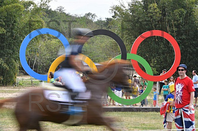 BRA, Olympia 2016 Rio, Feature Olympische Ringe mit Reiter 