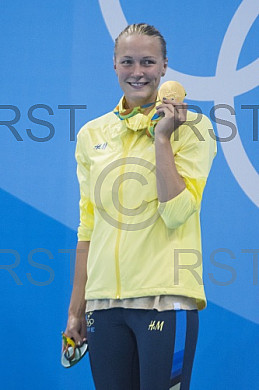 BRA, Olympia 2016 Rio, Schwimmsport Siegerehrung - 100m Schmetterling der Frauen
